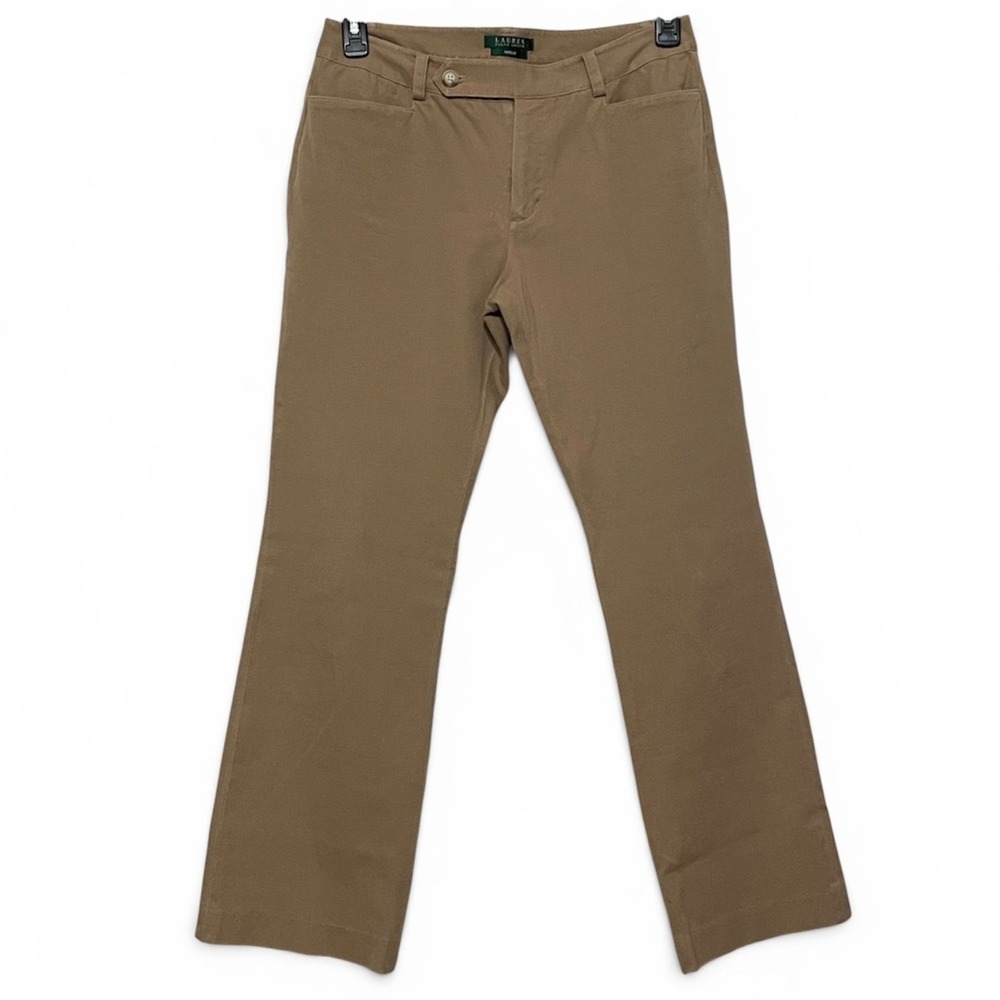 Lauren Ralph Lauren Adelle Pants 8 Tan Womens Straight Leg Stretch Cotton *READ*